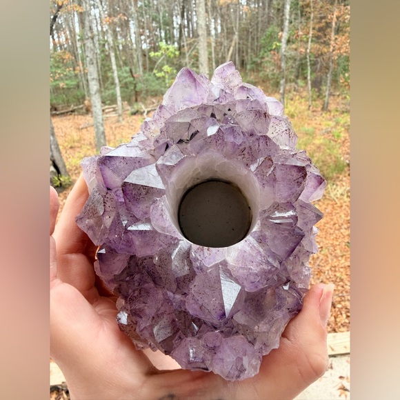 Raw Natural Amethyst Candle Holder / Sphere HolderBrazilLarge Raw Chunk